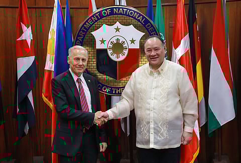 Denmark's ambassador to the Philippines, Michael Skjold Mellbin, met with Defense chief Gilberto Teodoro Jr. to tackle the ongoing defense cooperation between the Philippines and Denmark. Photo courtesy of Department of National Defense.  
