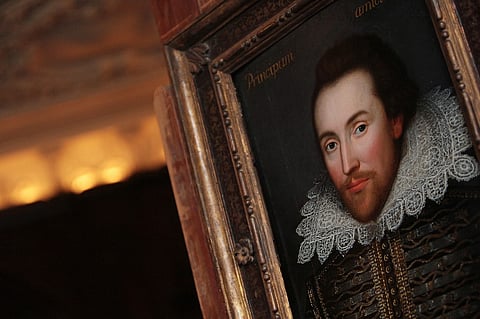 A portrait of William Shakespeare is pictured in London, on March 9, 2009. Photo by LEON NEAL / AFP