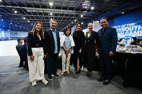 (FILE) Nikki Cheng, president, Philippine Skating Union; Hans Sy, chairman of the executive committee of SM Prime with wife Carol Sy; Preciosa Frank; Courtney Camcam; Jun Camcam, CEO, Remax Realty 