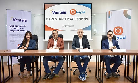 Ventaja chief operations officer Zaida Batallones, Ventaja chief executive officer Vincent Paul Grey, Bayad president and CEO Lawrence Ferrer and Bayad chief commercial and marketing officer Dennis Gatuslao.