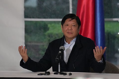 President Ferdinand Marcos Jr. conducts a roundtable interview with the Philippine media delegation in California on Friday (US Time). Photo courtesy of Presidential Communications Office