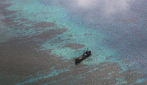 The BRP Sierra Madre on Ayungin Shoal in the West Philippine Sea. 