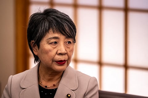 FILE PHOTO: Japanese Foreign Minister Yoko Kamikawa attends a meeting. (Photo by Philip FONG / POOL / AFP)