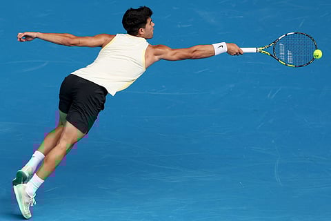 CARLOS Alcaraz advances to the fourth round following the retirement of Shang Juncheng in their men’s singles encounter in the Australian Open. | MARTIN KEEP/agence france-presse