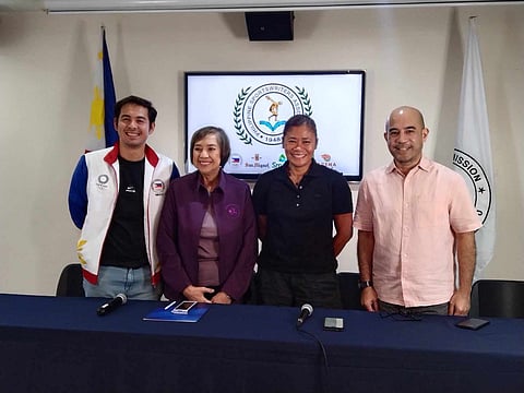 PHILIPPINE Sports commissioner Bong Coo (second from left) announces
the first-ever staging of the All-Women Sports Awards set this month. She is joined by POC Athletes Commission representative Nikko Huelgas (left),
Judith Staples of the Masters Athletics and Stephen Fernandez of the Philippine Olympians Association.
(PHOTOGRAPH BY JOEY SANCHEZ MENDOZA FOR THE DAILY TRIBUNE)