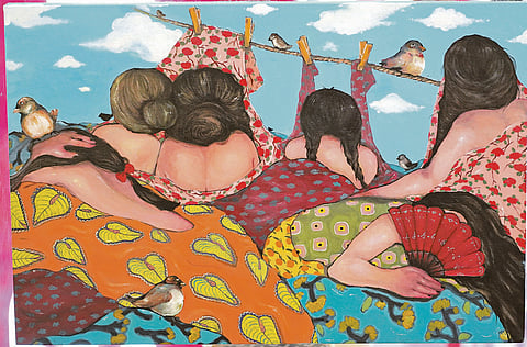 Photographs courtesy of BDO Unibank Inc., SM Supermalls, Zonta Club of Makati and Environs Foundation Inc.
‘Pira-pirasong Tela ng mga Marias’ by Hanna Joy Sayam, Figurative Category grand prize winner.