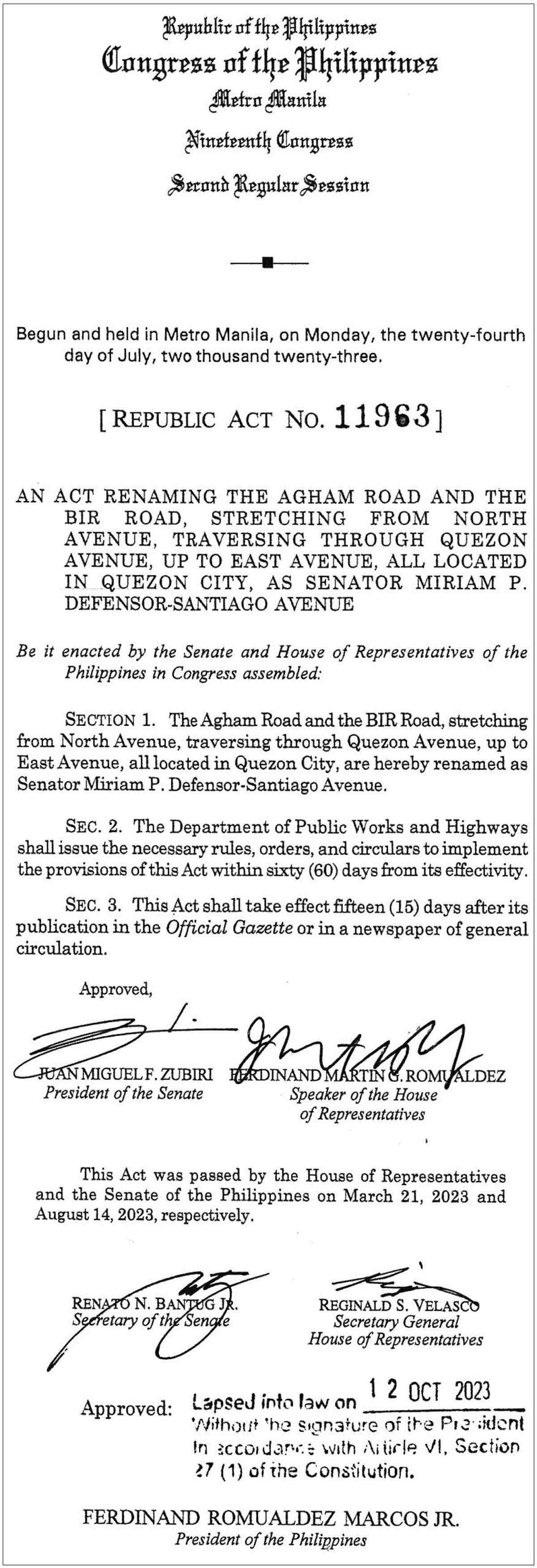 Malacañang — RA 11963