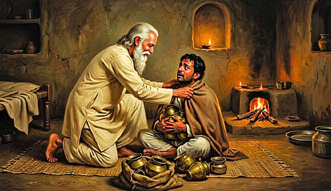 Table with Moral - Sant Eknath and the Thief