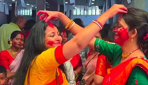 Sindoor Khela marks Dashami celebrations at historic Durgabari Temple