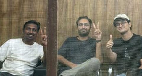 CJP leaders Saurav Das, Ashutosh Ranka and Ajinkya Shinde. 