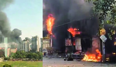 LPG cylinder blasts trigger fire at shops near Amity University in Noida, 1 dead