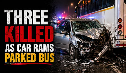 Three killed as car rams parked bus