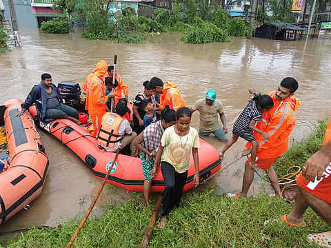 Andhra Pradesh State disaster response force teams rescued 30 people stranded in floodwaters in Loddaputti village of Ichchapuram mandal in Srikakulam district. 