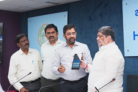 Telangana Minister Ponnam Prabhakar launched the PAANI mobile app (Water Warriors) at the HMWSSB head office.