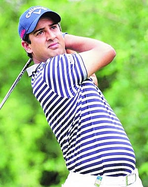 Shiv Kapur enjoys Faldo company at the Open