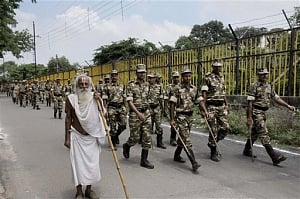 Security intensified in Ayodhya, SMS banned