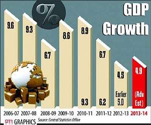 Economic growth pegged at 4.9% in 2013-14