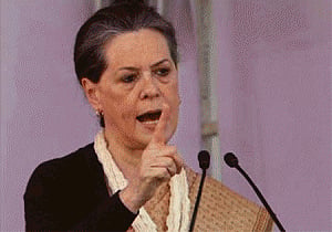 Sonia attacks Modi for using martyr's name