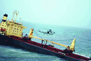 11 crewmen rescued from sinking ship