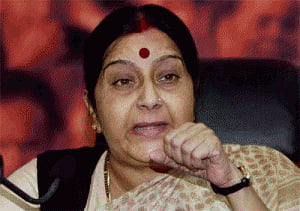 Swaraj meets Nepalese counterpart; discusses a range of issues