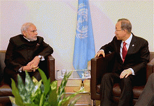Modi meets UN chief, refers to Sharif's remarks on Kashmir