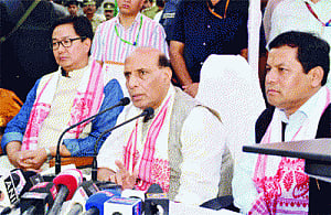 Rajnath visits flood-hit Assam, Meghalaya