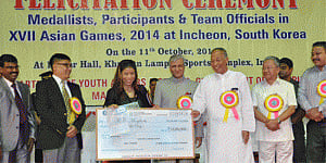 Manipur felicitates Asian games medal winners