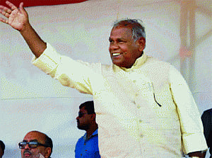Manjhi's boat in choppy  waters at home