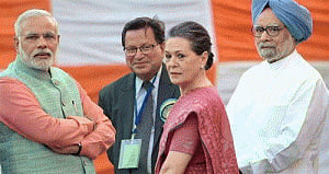 Sonia, Manmohan meet PM
