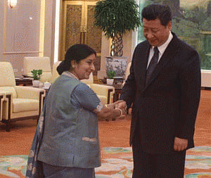 Xi meets Sushma, upbeat about growth of India-China ties