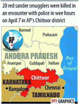 20 sandalwood  smugglers shot