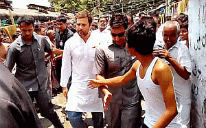 Rahul meets sanitation workers for the second day