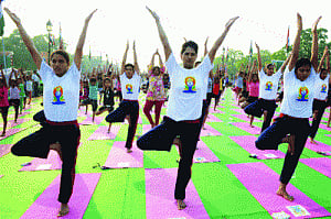 Rajpath decked for Yoga Day