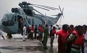 Navy chopper rescues 20 from listing vessel off Vasai