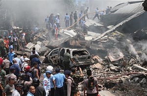 45 dead after Indonesian military plane crashes into city