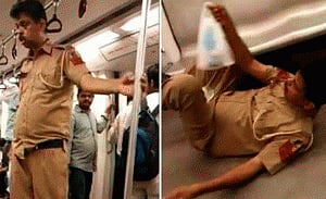 Video clip showing drunk cop in Delhi Metro goes viral