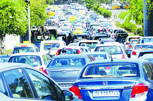 DElHI TRAFFIC CAVES IN