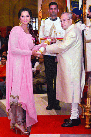 Sania honoured with Padma Bhushan