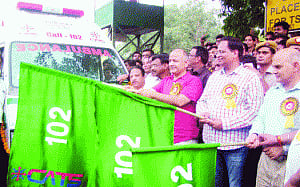 Sisodia flags off 55 ambulances of CATS