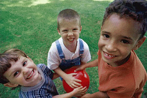 When do boys choose to play with a ball, not doll