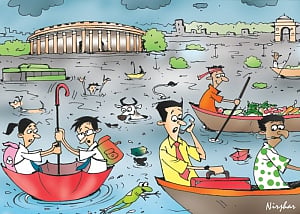 Heavy rains in Delhi for 2nd consecutive day; traffic crawls