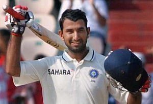 Pujara cracks unbeaten century, India set Kiwis huge target