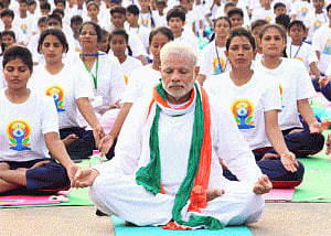 PM participates in Yoga session with top cops in Hyderabad