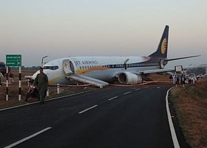 Goa:Jet Airways flight veers off runway; 15 passengers injured