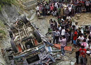 11 killed as bus plunges into canal in Andhra