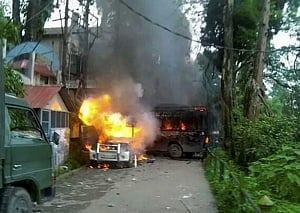 GJM activists turn violent after police raid on party chief's house