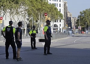 Van hits pedestrians in Barcelona 'terror attack'