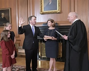 Trump's controversial nominee Brett Kavanaugh sworn in as Supreme  Court Judge