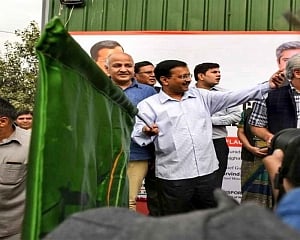 Delhi CM Arvind Kejriwal flags off 100 standard floor buses