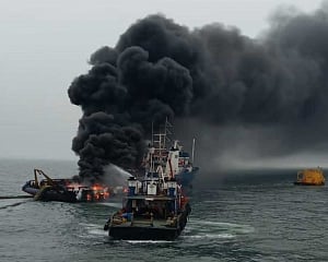 Fire on Coast Guard vessel, one missing, 28 rescued